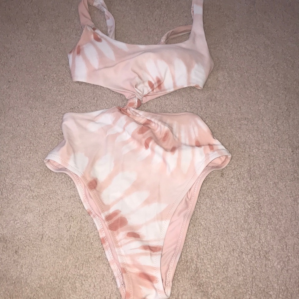 Arie pink and white tie die one piece swimsuit